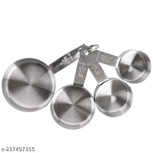 INKULTURE Heavy Duty Stainless Steel Metal Measuring Cup for Dry or Liquid, Fits in Spice Jar, Set of 4 - Free Size