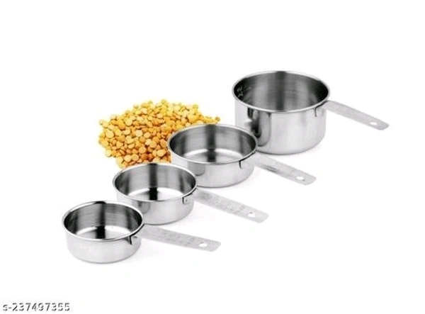INKULTURE Heavy Duty Stainless Steel Metal Measuring Cup for Dry or Liquid, Fits in Spice Jar, Set of 4 - Free Size
