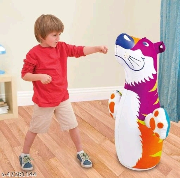 NHR Inflatable Tiger Hit Me Toy for Kids- Water Filled Base BOP for Toddlers, PVC Punching Bag for Kids, Hit Me Toys, BOP for Kids, Sand Filled Base BOP, Punching Bag, Inflatable Toy, Khilona (Multicolor) - Free Size
