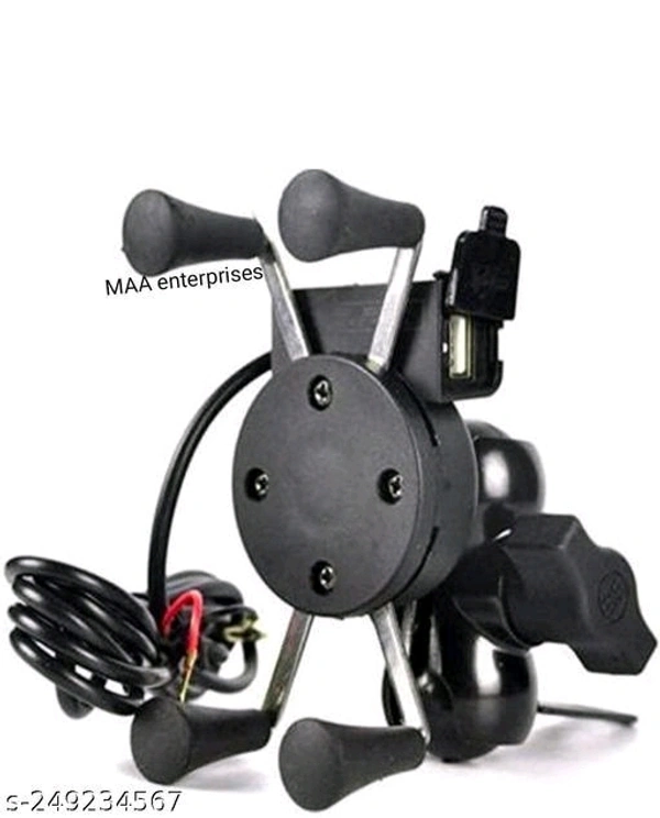 Vagary Bike Mobile Holder and Phone Holder with USB Charger for All Bike - Free Size