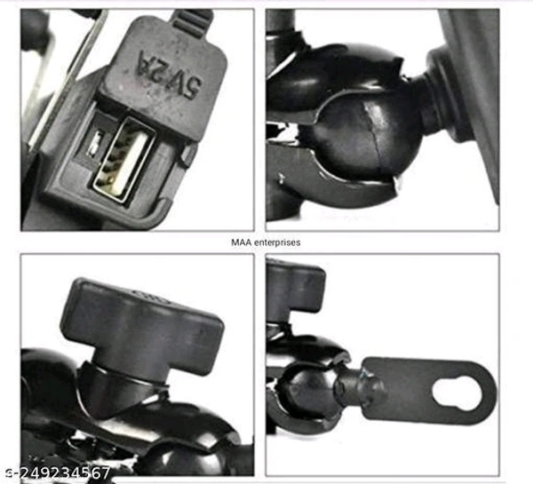 Vagary Bike Mobile Holder and Phone Holder with USB Charger for All Bike - Free Size