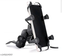 Vagary Bike Mobile Holder and Phone Holder with USB Charger for All Bike - Free Size