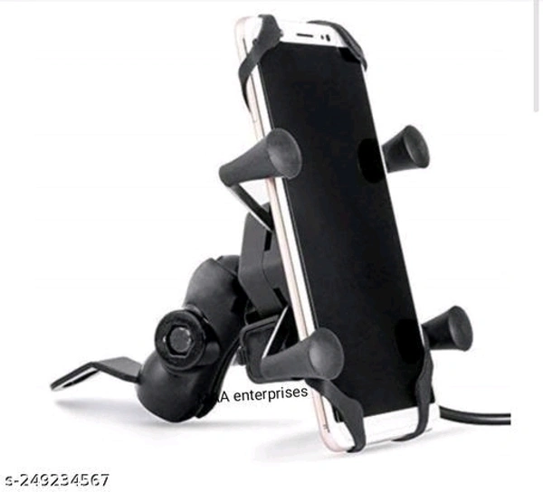 Vagary Bike Mobile Holder and Phone Holder with USB Charger for All Bike - Free Size