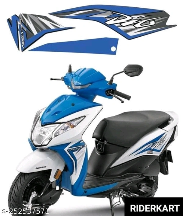 Honda Dio Blue Colour Full Scooty Sticker Kit Strong and Self Adhesive Good Quality Vinyl Sticker - Free Size