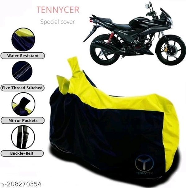 TENNYCER Vehicle cover [Yellow-black]:- Shining And Durable for {Honda Stunner CBF} Covers protection in all weather,water resistant,dust proof,UV protection,& scratch proof, universal Bike/Scooty Body Cover Honda Stunner CBF - Free Size