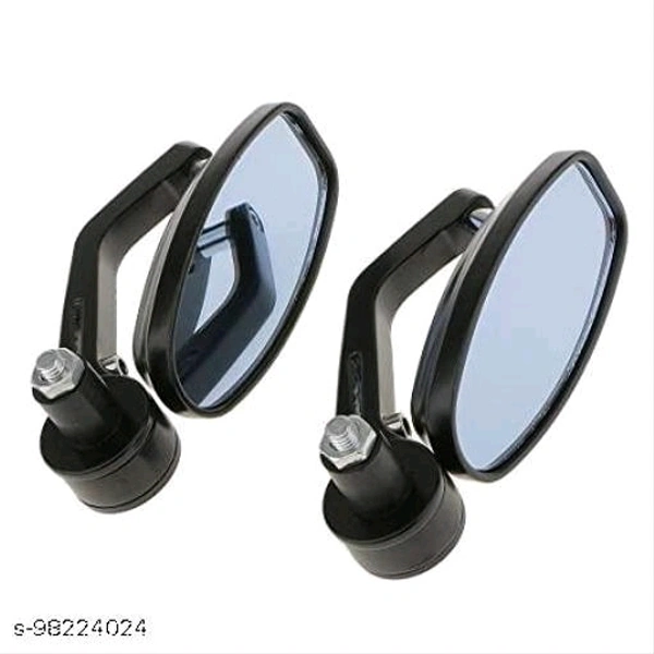 TrendZ Bike Handlebar Rear View Mirror Star Shaped Oval Mirror Adjustable Rotatable Fancy Handle Bar Side Mirror for All Bike & Sooty (Set of 2, Black) - Free Size