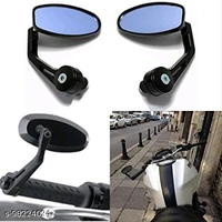 TrendZ Bike Handlebar Rear View Mirror Star Shaped Oval Mirror Adjustable Rotatable Fancy Handle Bar Side Mirror for All Bike & Sooty (Set of 2, Black) - Free Size