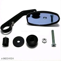 TrendZ Bike Handlebar Rear View Mirror Star Shaped Oval Mirror Adjustable Rotatable Fancy Handle Bar Side Mirror for All Bike & Sooty (Set of 2, Black) - Free Size