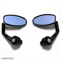 TrendZ Bike Handlebar Rear View Mirror Star Shaped Oval Mirror Adjustable Rotatable Fancy Handle Bar Side Mirror for All Bike & Sooty (Set of 2, Black) - Free Size