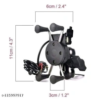 Motorcycle Phone Holder with USB Charger 360 Rotation Bike Mobile Charger Fast Charging Bike Mobile Holder (Black) fit mobile phones from 3.5 inches to 7 inches screen size. - Free Size