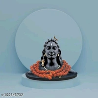 Adiyogi Shiva Statue & Rudraksha Mala for Car Dash Board, Pooja & Gift, Mahadev Murti, Idol, Lord Adiyogi Shankara for Home & Office Decor (ADIYOGI JI in Black) - Free Size