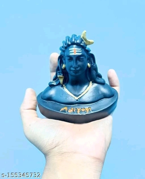 Adiyogi Shiva Statue & Rudraksha Mala for Car Dash Board, Pooja & Gift, Mahadev Murti, Idol, Lord Adiyogi Shankara for Home & Office Decor (ADIYOGI JI in Black) - Free Size
