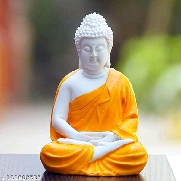 Dhyan Orange Buddha Statue Lord Figurine/Idol (Orange, 5.5-inch) - Free Size