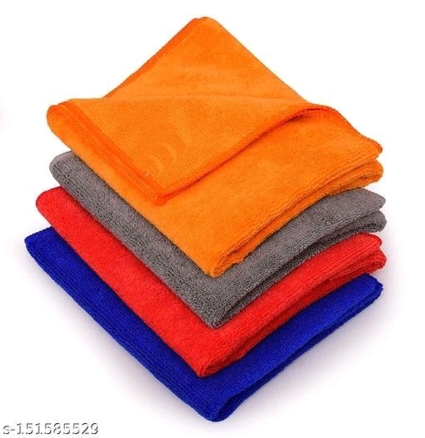 Microfiber Car Wash Towel 16x16 Inch Pack of 4 200Gsm Multicolor - Free Size