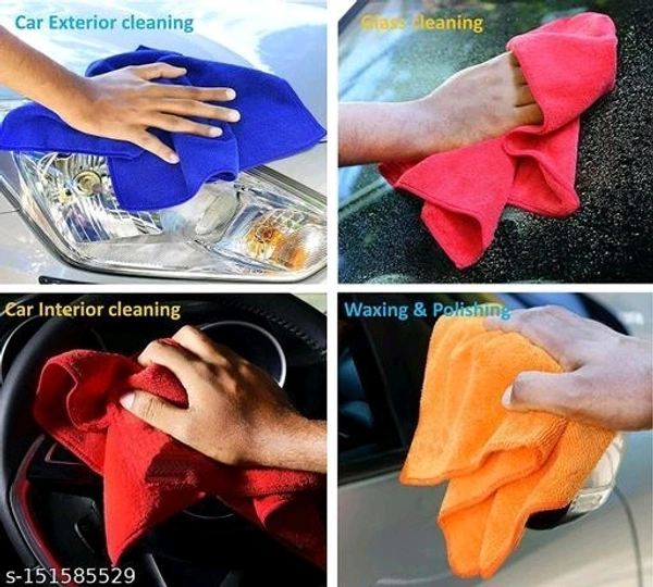 Microfiber Car Wash Towel 16x16 Inch Pack of 4 200Gsm Multicolor - Free Size