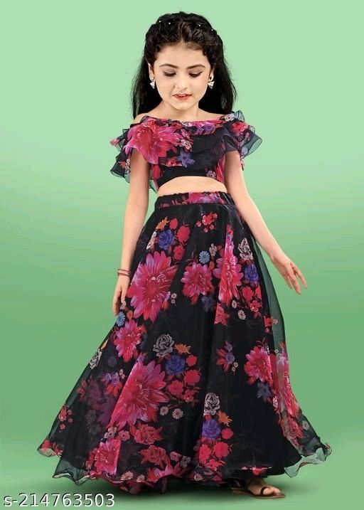 Girls Lehenga Choli Ethnic Wear Digital Printed Lehenga Choli and Dupatta Set