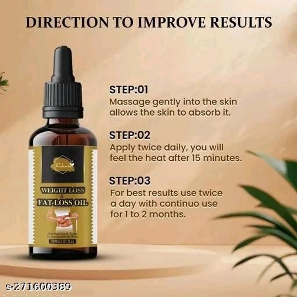 Rabenda burning oil for women fat loss oil for women/ belly fat reduce oil/ weight loss massage oil/ fat burner oil for women/ slimming oil/ weight loss oil 30 ml pack-1) - Free Size
