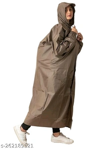 KUNDRA Solid Men & Women Raincoat Brown - XL