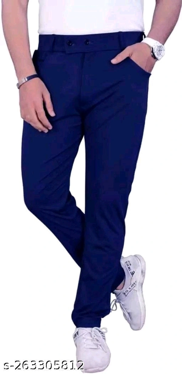 Mens Navy Blue Color Casual Track Pants for Sports Wear - 30