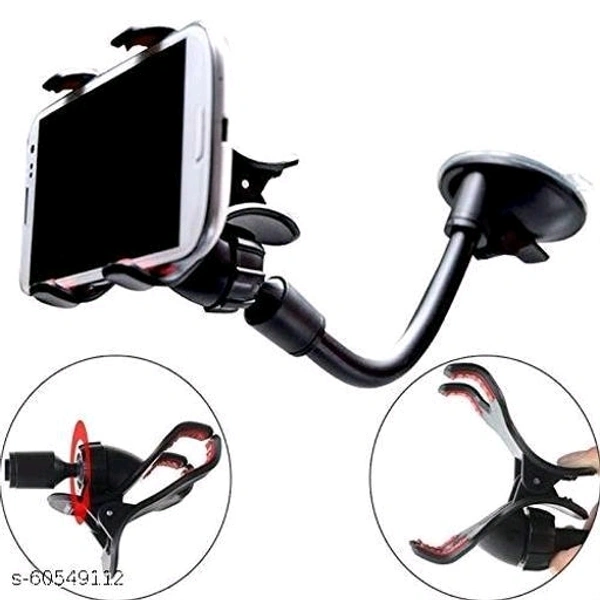 Car Mobile Holder, Mobile Phone Stand for Online Classes, Adjustable Vacuum Mobile Stand ( Black) - Free Size