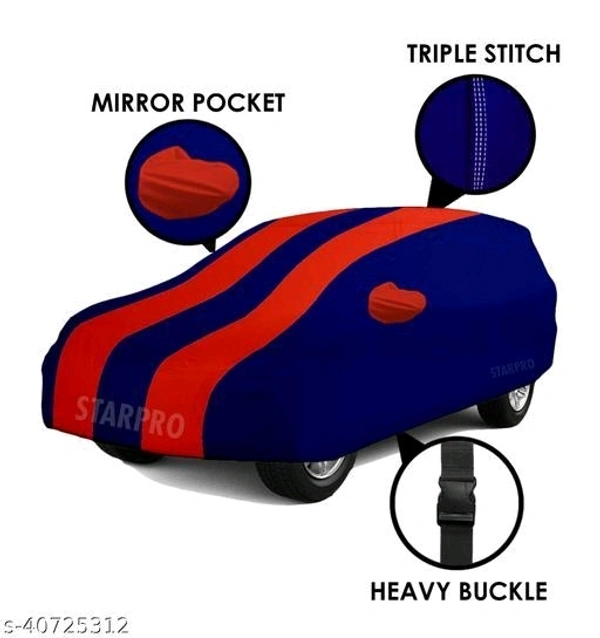 GANPRA Presents All Weather Water Resistant Car Cover Compatible With Maruti Suzuki Gypsy MG-410 All Models & Variants (Red Stripes With Mirror) - Free Size