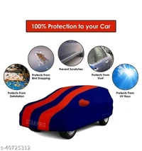 GANPRA Presents All Weather Water Resistant Car Cover Compatible With Maruti Suzuki Gypsy MG-410 All Models & Variants (Red Stripes With Mirror) - Free Size