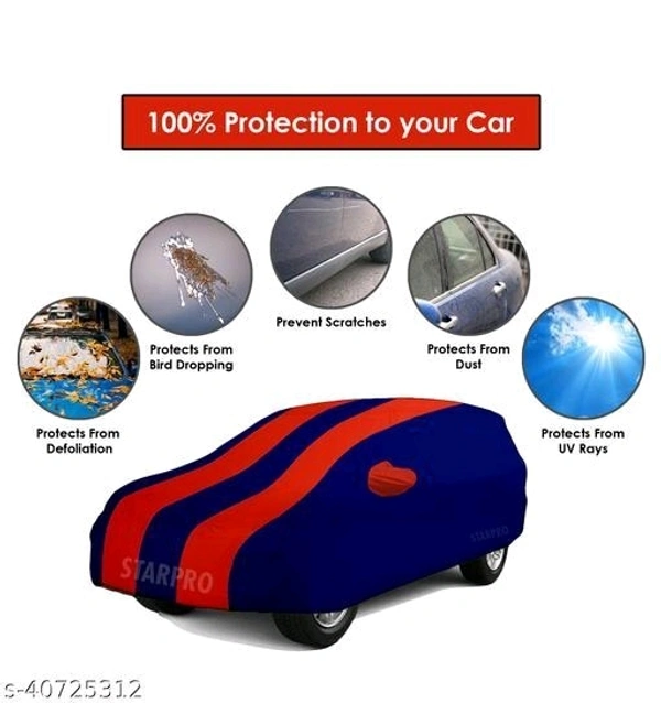 GANPRA Presents All Weather Water Resistant Car Cover Compatible With Maruti Suzuki Gypsy MG-410 All Models & Variants (Red Stripes With Mirror) - Free Size