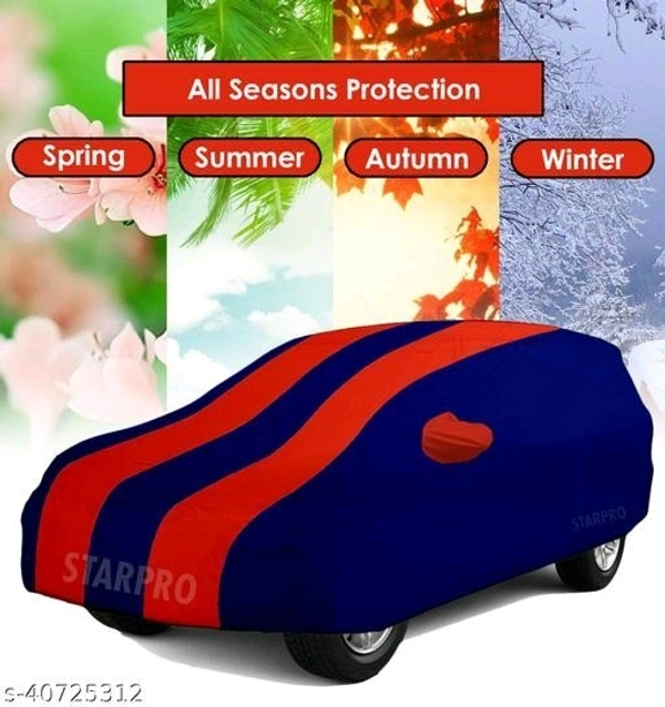 GANPRA Presents All Weather Water Resistant Car Cover Compatible With Maruti Suzuki Gypsy MG-410 All Models & Variants (Red Stripes With Mirror) - Free Size