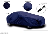 Tata Nano  Navy Blue   Tata Nano  Car Cover with Mirror Pocket - Water Resistant Fabric - SunProof - Heavy Buckle (Red Stripe ) - Free Size