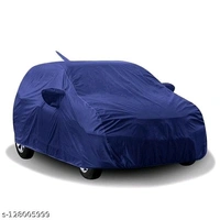Tata Nano  Navy Blue   Tata Nano  Car Cover with Mirror Pocket - Water Resistant Fabric - SunProof - Heavy Buckle (Red Stripe ) - Free Size