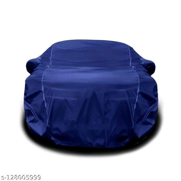Tata Nano  Navy Blue   Tata Nano  Car Cover with Mirror Pocket - Water Resistant Fabric - SunProof - Heavy Buckle (Red Stripe ) - Free Size