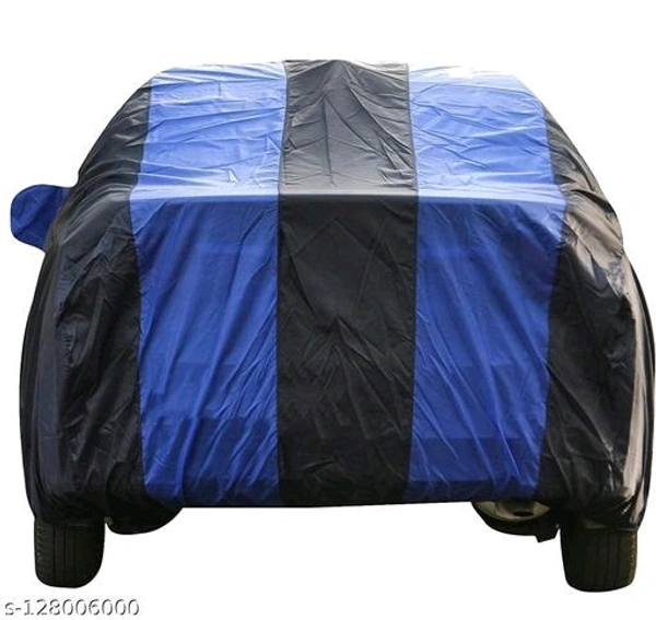 Tata Nano Blue Stripe   Tata Nano  Car Cover with  - 1 Year Replacement - Triple Stitched - SunProof - Heavy Buckle (Blue Stripe ) - Free Size