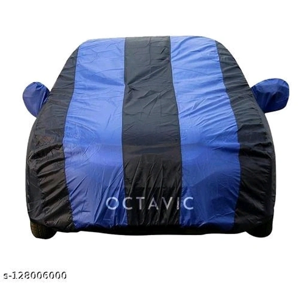 Tata Nano Blue Stripe   Tata Nano  Car Cover with  - 1 Year Replacement - Triple Stitched - SunProof - Heavy Buckle (Blue Stripe ) - Free Size