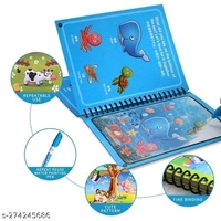 Reusable Magic Water Quick Dry Book Water Coloring Book Doodle with Magic Pen Painting Board for Children Education Drawing Pad (Random Design & Assorted Color) (Multi Color, 4) - Free Size