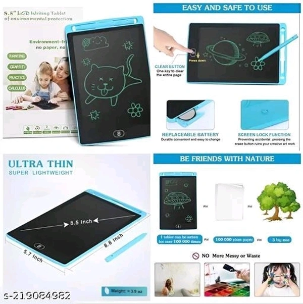 Multipurpose DIGITAL paperless magic LCD SLATE & to do list NOTEPAD & TABLET SKETCH BOOK with PEN & ERASER button & erase KEY LOCK under office & child EDUCATIVE toy (Multicolor) - Free Size