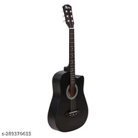 ntern INT-38C-BK Acoustic Guitar Linden Wood Rosewood Right Hand Orientation  (Black) - Free Size, Black