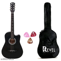 ntern INT-38C-BK Acoustic Guitar Linden Wood Rosewood Right Hand Orientation  (Black) - Free Size, Black
