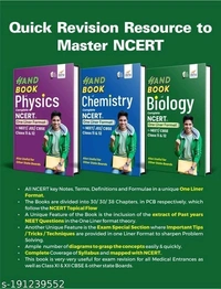 Combo of HandBooks of Physics, Chemistry & Biology for NEET/ CBSE Class 11 & 12 - Complete NCERT in One Liner Format | Extract of PYQs - Past Year Questions | Powered with Tips / Tricks / Techniques | - Free Size