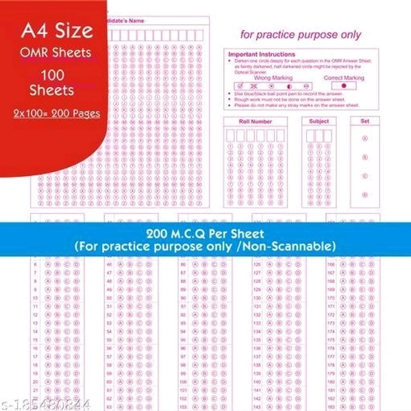 OMR Practice Sheets For Competitive Exams – 200 MCQ’s A4 Size, 100 Sheets/200 Pages (for NEET JEE UPSC MPSC GATE JNV PSC RPSC TNPSC etc - Free Size