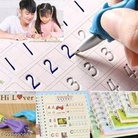 Magic Practice Copy Books Set of 4 Magic Writing & Drawing Books Kit Calligraphy Books for kids Alphabets for Kids Learning Handwriting Practice Copybook for Kids With Pen set for Preschooler - Free Size