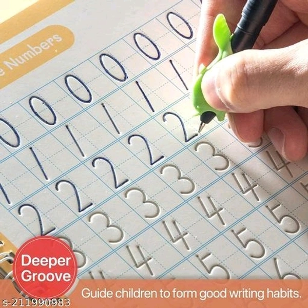 Magic Practice Copy Books Set of 4 Magic Writing & Drawing Books Kit Calligraphy Books for kids Alphabets for Kids Learning Handwriting Practice Copybook for Kids With Pen set for Preschooler - Free Size