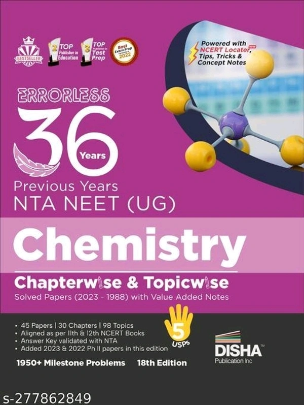 Errorless 36 Previous Years NTA NEET (UG) Chemistry Chapter-wise & Topic-wise Solved Papers (2023 - 1988) with Value Added Notes 18th Edition | PYQs Question Bank |   - Free Size