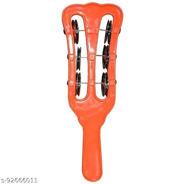 Combo of plastic Manjira Hand Kartal Music Intstrument for Bhajan Hand Cymbals Pack of 2 small 3 Line Color As per Availability Kartal Instrument - Free Size