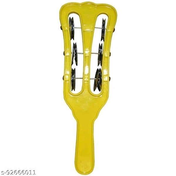 Combo of plastic Manjira Hand Kartal Music Intstrument for Bhajan Hand Cymbals Pack of 2 small 3 Line Color As per Availability Kartal Instrument - Free Size