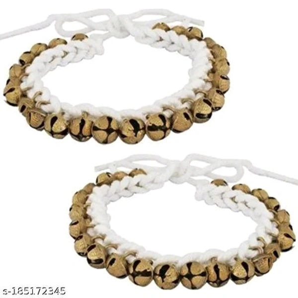MAHAKAL ARTWARE (BY PRANCHI METALS) Brass Ghungroo For Classical Dance Kathak Ghungroo Pair (25+25) Big Bells Tied with White Cotton Cord - Free Size