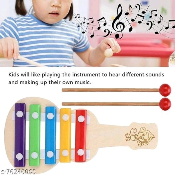 Gitar Xylophone for Kids, Wooden Xylophone Toy with 5 Knocks Child Safe Mallets for Educational & Preschool Learning Music Enlightenment - Musical Instruments - Free Size