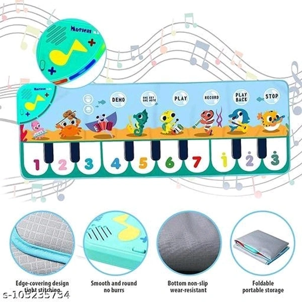 PATPAT® 8 Sounds Musical Mat for Kids, Music Piano Keyboard Dance Floor Mat Carpet Animal Blanket Touch Mat Musical Toys Early Education Toys (43.3x14.2in) - Free Size