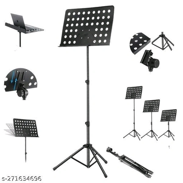 Cola Music Notation Stand for Singer Orchestral Music Stand for Notes Heavy Duty Musical Sheet Notation Stand 3 Fold Black Metal Music Book Tray/Plate with Adjustable Tripod Stand for Musicians Singing NotesName: Cola Music Notation Stand for Singer Orchestral Music Stand for Notes Heavy Duty Musical Sheet Notation Stand 3 Fold Black Metal Music Book Tray/Plate with Adjustable Trip - Free Size
