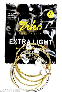 Ziko Guitar Strings , 2 sets of 6 Strings, Made of Fine Quality material, Suitable for all kinds of Acoustic Guitars - Free Size