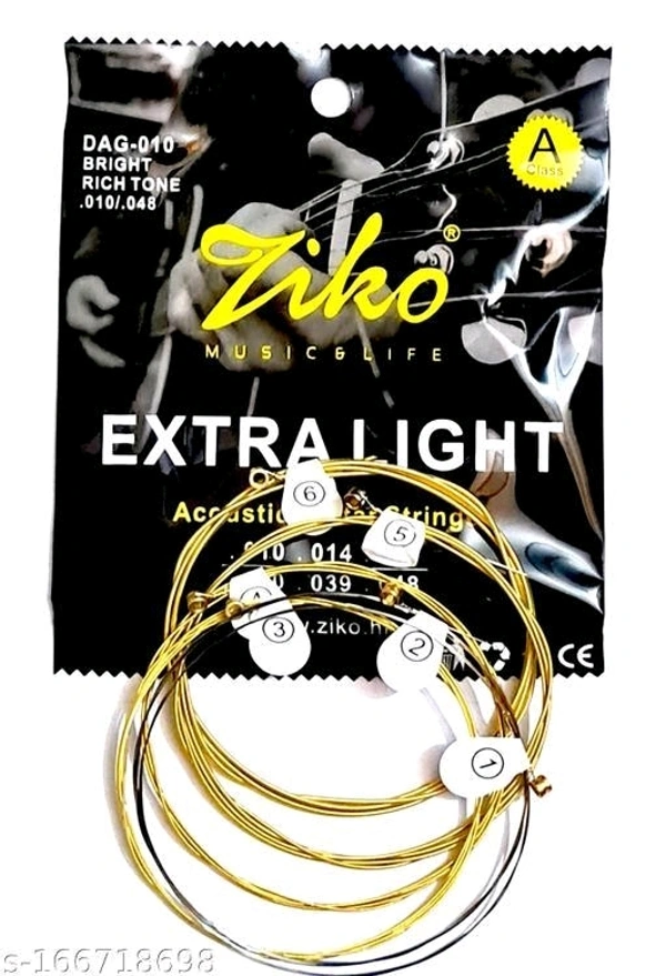 Ziko Guitar Strings , 2 sets of 6 Strings, Made of Fine Quality material, Suitable for all kinds of Acoustic Guitars - Free Size